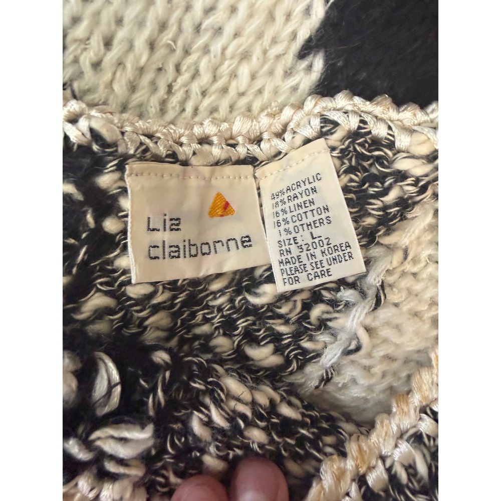 NWT Vtg Liz Claiborne Colorblock Boatneck Sweater Womens Large Boho Retro - Picture 8 of 8